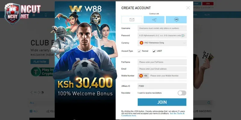 W88 - Thương hiệu cá cược bóng đá, casino trực tuyến đẳng cấp quốc tế 5 Điền form đăng ký W88 đúng theo mẫu
