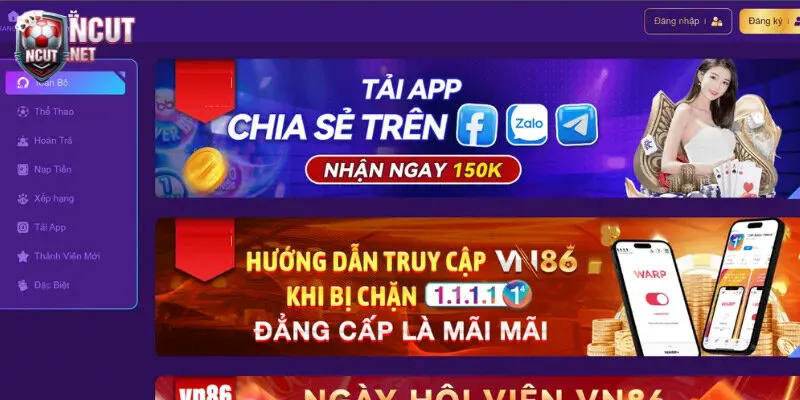 VN86 - Nền tảng giải trí trực tuyến hàng đầu châu Á hiện nay 7 Chương trình ưu đãi cực nóng tại sân chơi VN86