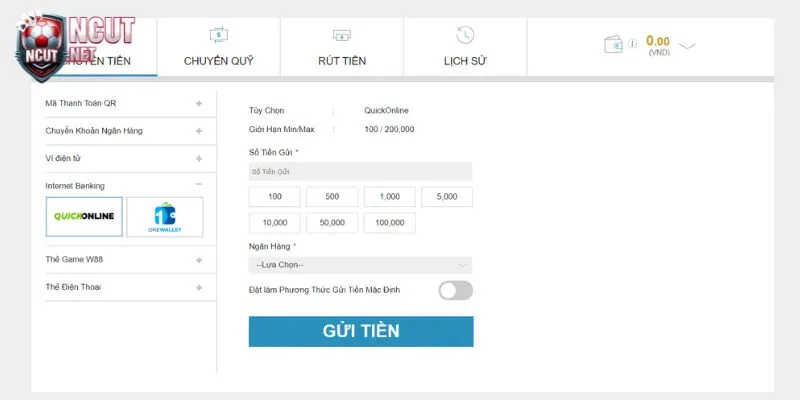 W88 - Hướng dẫn nạp tiền/rút tiền nhanh chóng & An Toàn 3 W88 Nạp tiền Internet Banking