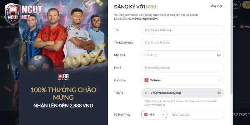M88 - Nắm vững thao tác đăng ký/đăng nhập để giải trí 3 Nhập thông tin cá nhân đăng ký chuẩn xác