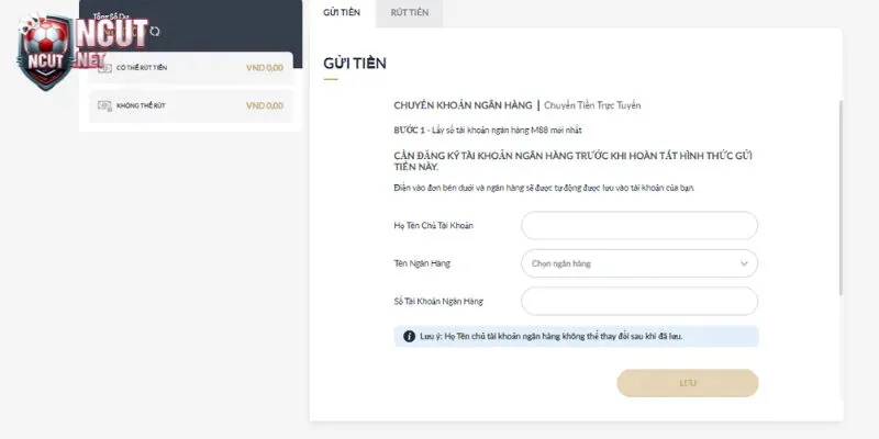 Hướng dẫn nạp tiền/rút tiền tại nhà cái M88 từ A đến Z 3 Thực hiện chuyển khoản