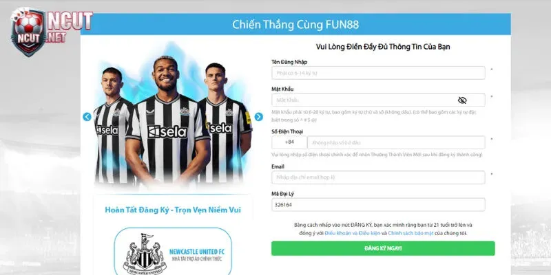 Fun88 - Hướng Dẫn Đăng Ký & Đăng Nhập Nhanh Dễ Dàng 2 Tìm nút Đăng ký trên trang chủ Fun88